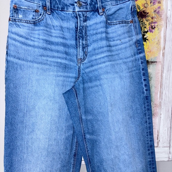 American Eagle Strigid Curvy Super High-Rise Baggy Straight Jeans Stretch Sz. 8 - Picture 4 of 7